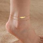 Bracelet de Cheville Plume or