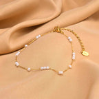 Bracelet de Chevilles avec Perles Blanches