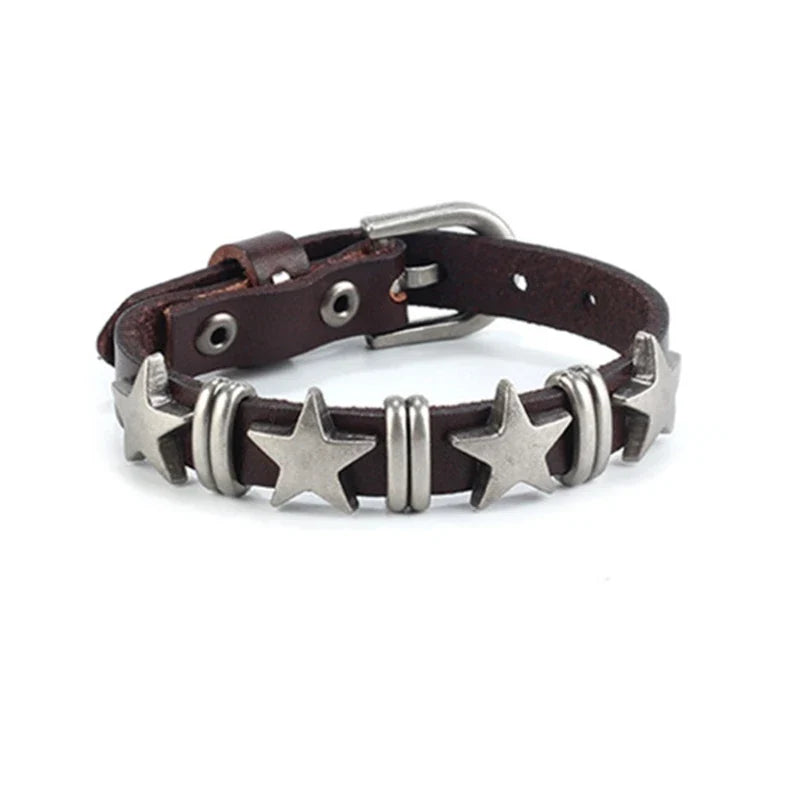 Bracelet de Style Vintage avec Etoiles marron