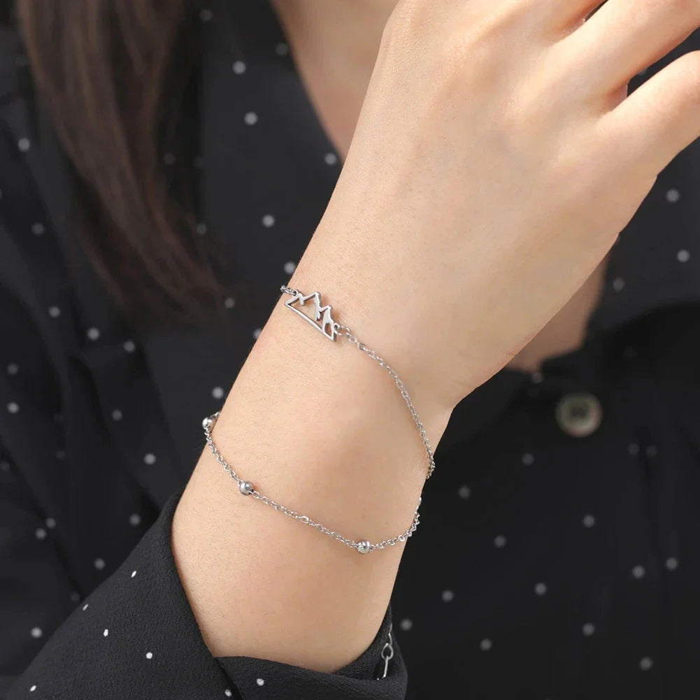 Bracelet Double avec Pendentif Montagne argent