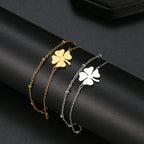  Bracelet Double avec Trèfle à 4 Feuilles or