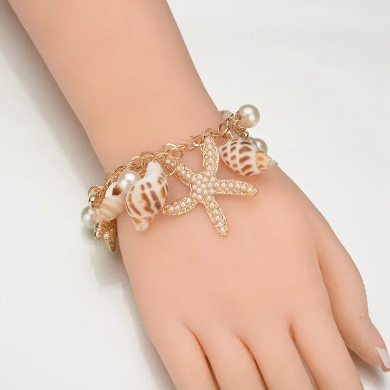 Bracelet Elégant avec Coquillages or