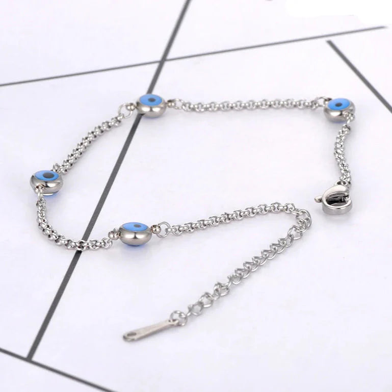 Bracelet Elégant Contre le Mauvais Oeil Turc argent