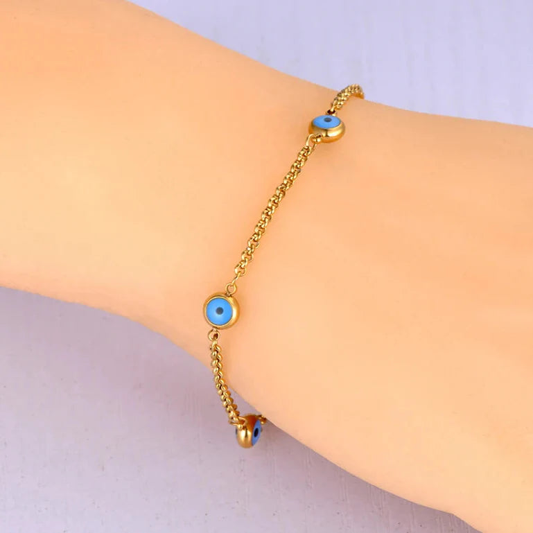 Bracelet Elégant Contre le Mauvais Oeil Turc or