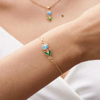 Bracelet Elégant Fleur de Tulipe bleu