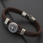 Bracelet en Corde avec Boussole Rose des Vents marron