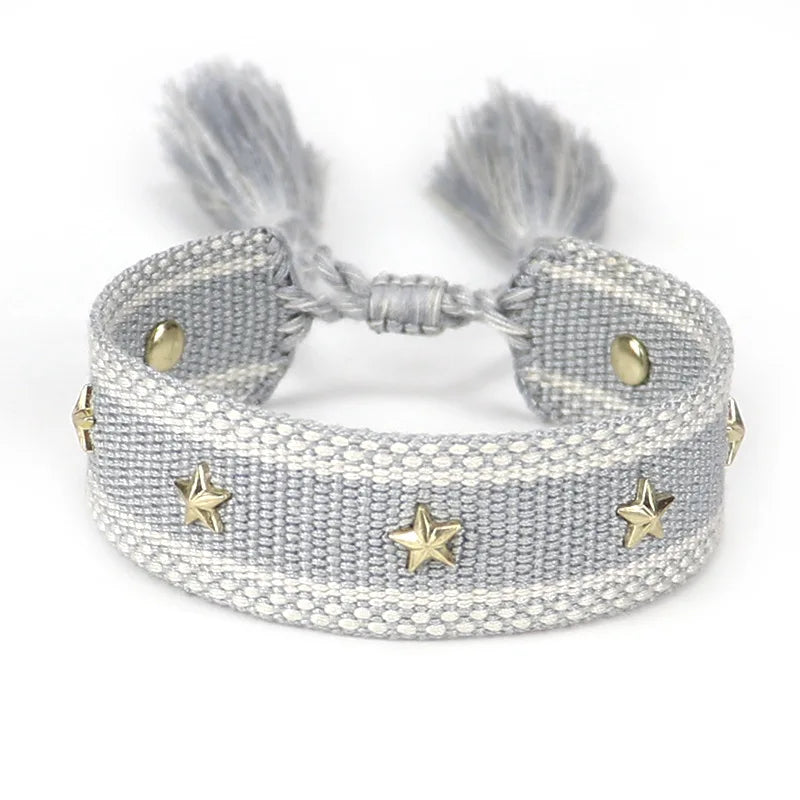Bracelet en Corde avec Etoiles Homme ou Femme gris
