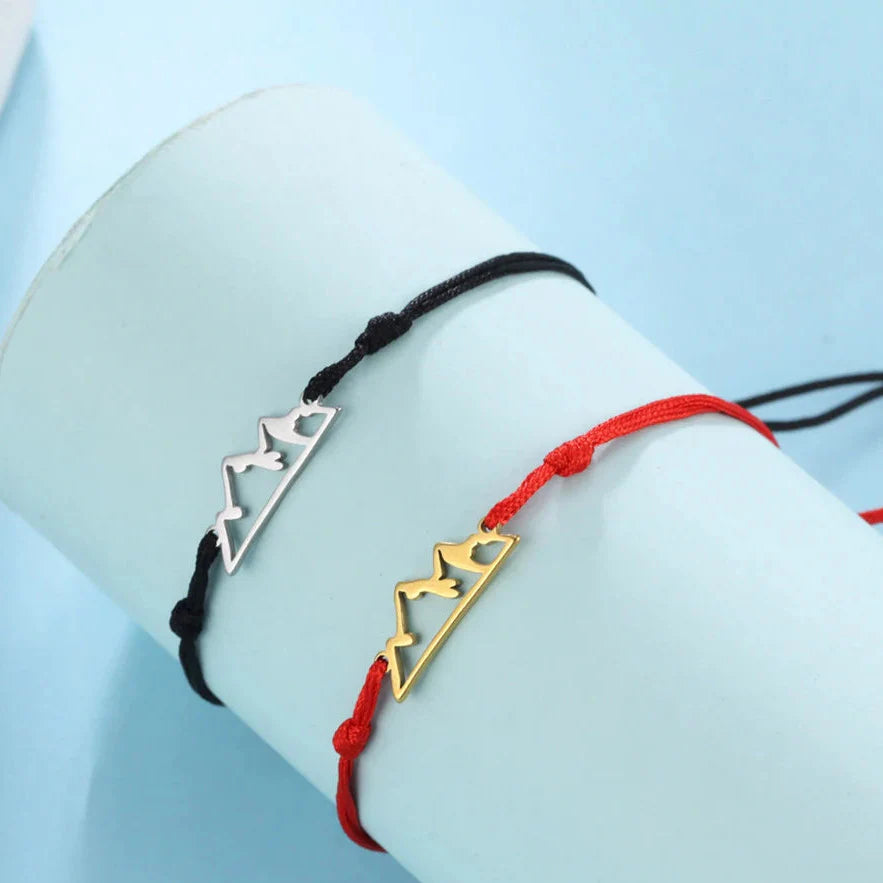Bracelet en Corde avec Pendentif Montagne pour Femme ou Homme noir