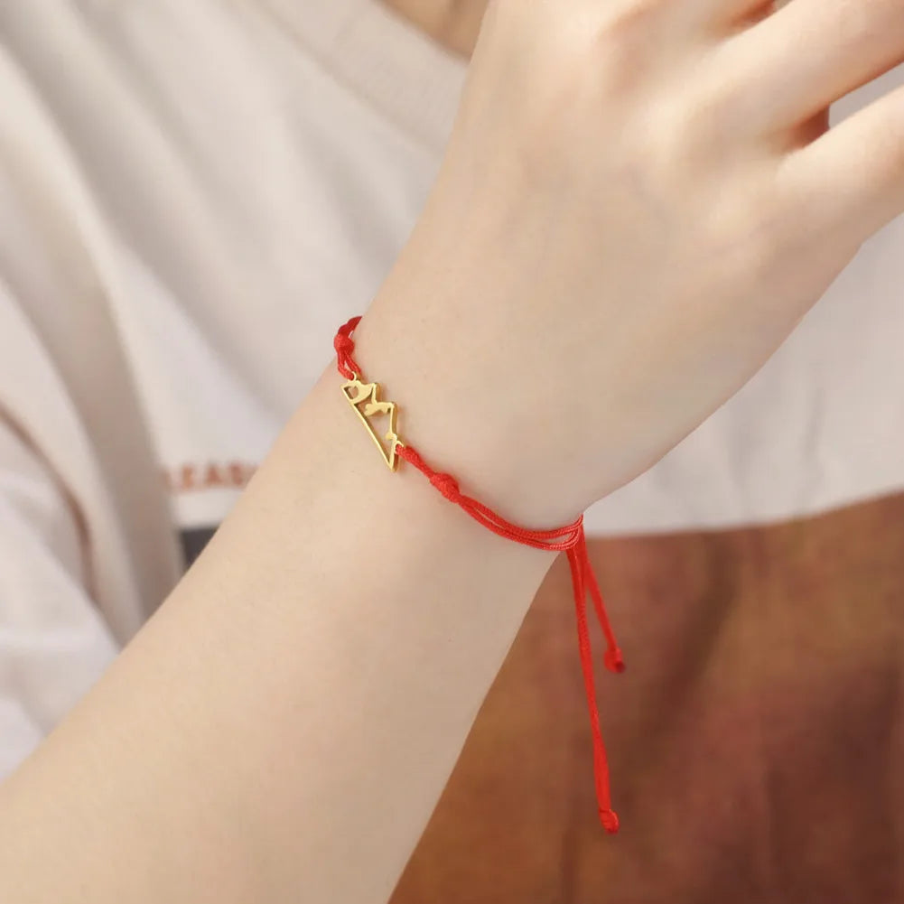 Bracelet en Corde avec Pendentif Montagne pour Femme ou Homme rouge