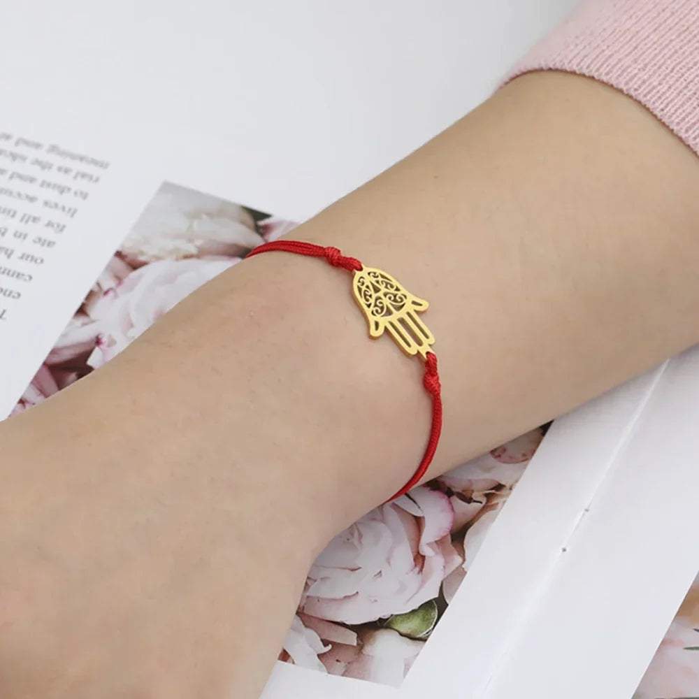 Bracelet en corde avec main de Fatma arabe or