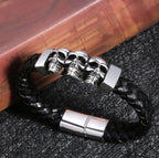 Bracelet en Cuir Têtes de Morts