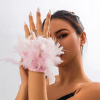 Bracelet en plume rose vaporeuse rose