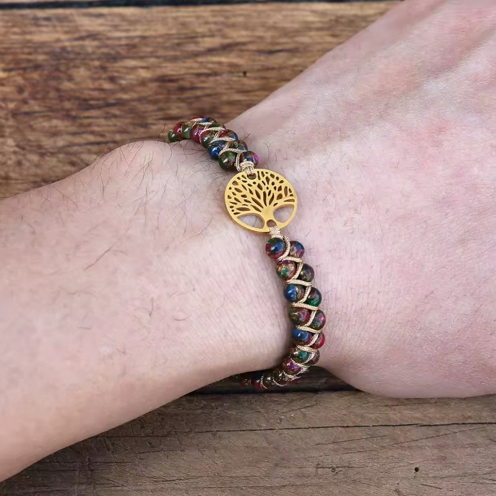 Bracelet Femme Pierre Naturelle Violet Arbre de Vie