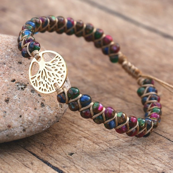 Bracelet Femme Pierre Naturelle Violet Arbre de Vie