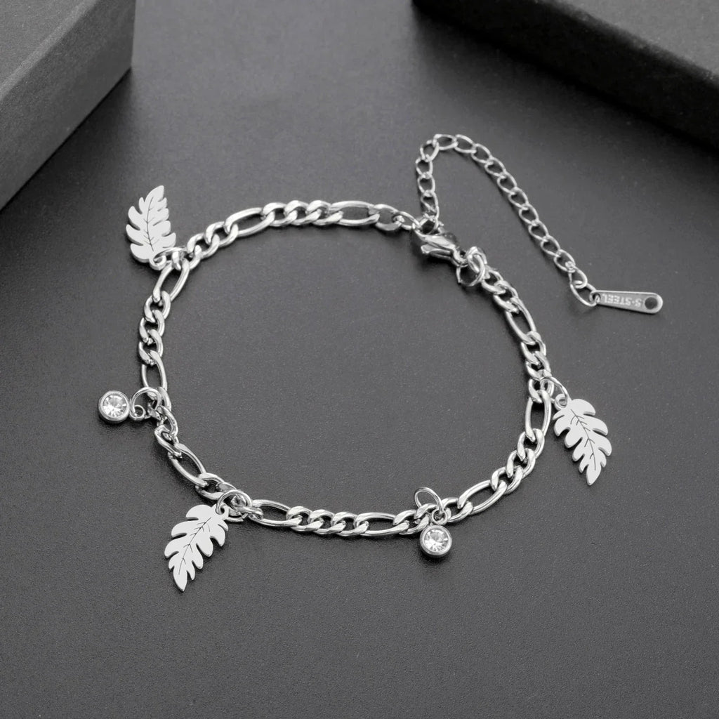 Bracelet Feuille de Palmier et Zircon