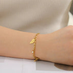 Bracelet Feuille de Palmier et Zircon style A Or