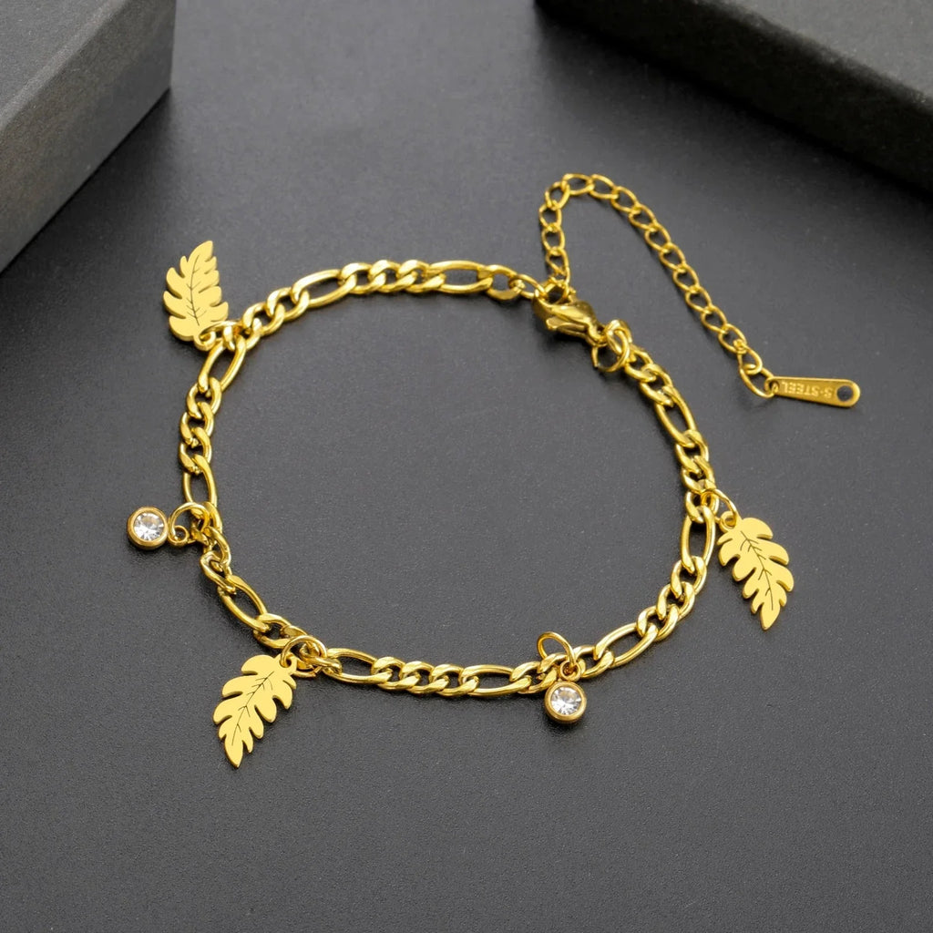 Bracelet Feuille de Palmier et Zircon