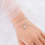 Bracelet Flocon de Neige Gourmette Hiver argent
