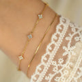 Bracelet Gourmette à Fines Fleurs en Zircon or