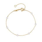 Fin Bracelet Gourmette avec Perles Blanches