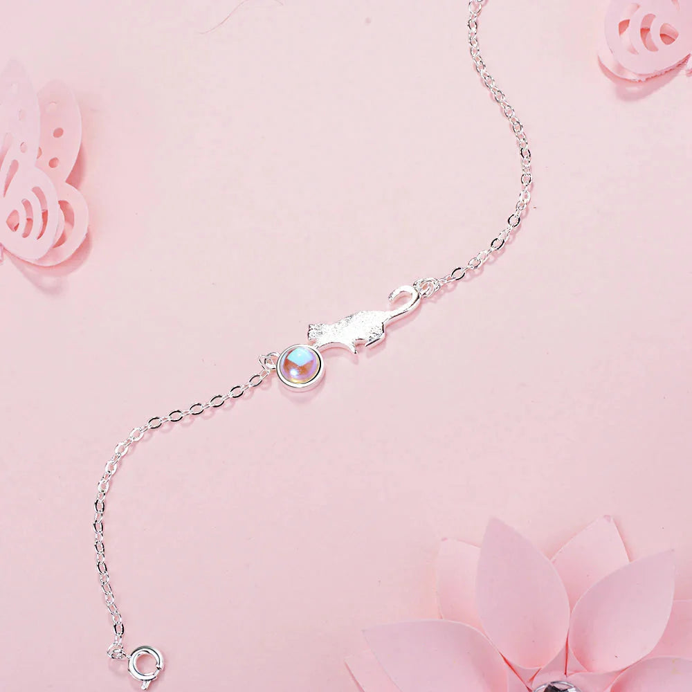 Bracelet Gourmette Chat Qui Joue argent