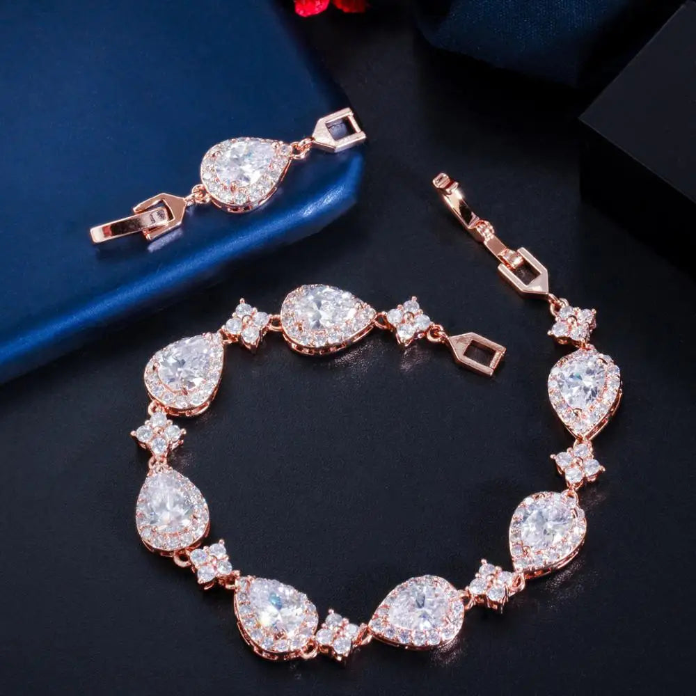 Bracelet Goutte d'Eau en Zircon rose