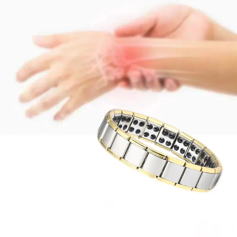 Bracelet Magnétique Homme Anti-Stress or et argent