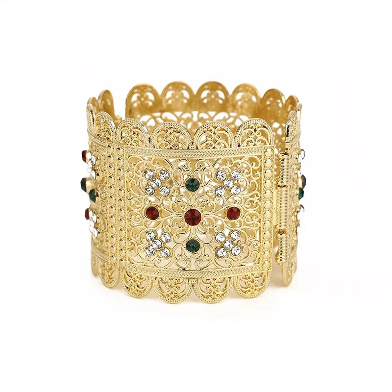 Bracelet large avec strass arabe musulman mariage rouge