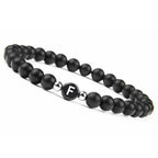 Bracelet noir initiale f