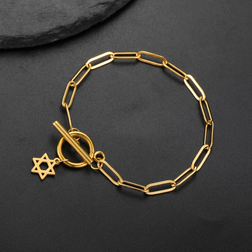 Bracelet pour femme avec pendentif de l'étoile de David symbole juif or