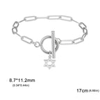 Bracelet pour femme avec pendentif de l'étoile de David symbole juif argent
