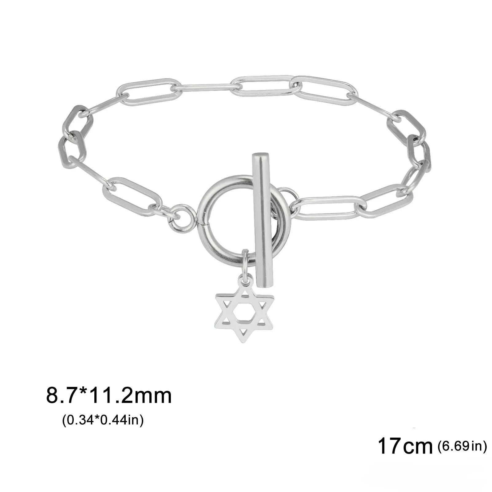 Bracelet pour femme avec pendentif de l'étoile de David symbole juif argent
