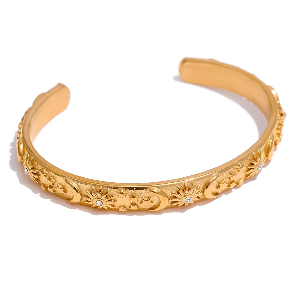 Bracelet Rétro Lunes et Soleils avec Zircon