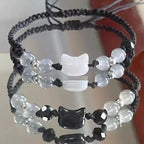 Bracelet Tressé Chat Pierre de Lune noir 1