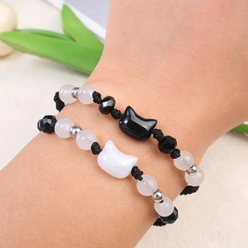 Bracelet Tressé Chat Pierre de Lune 1