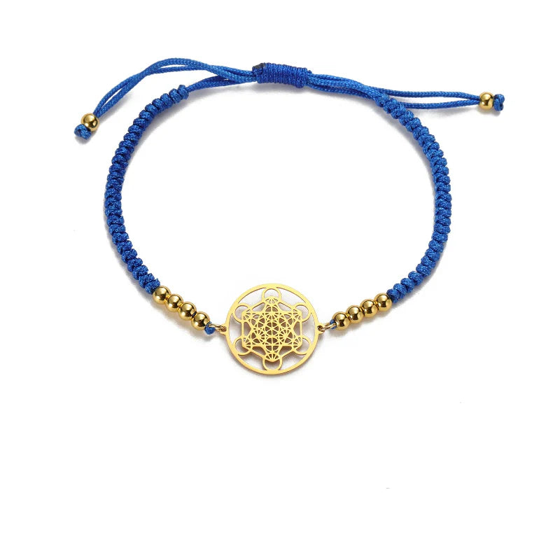 Bracelet Coloré de Femme Cube de Métatron bleu