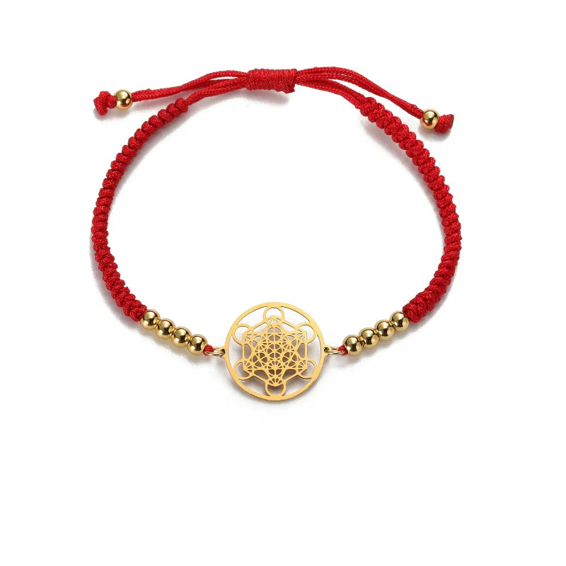 Bracelet Coloré de Femme Cube de Métatron rouge