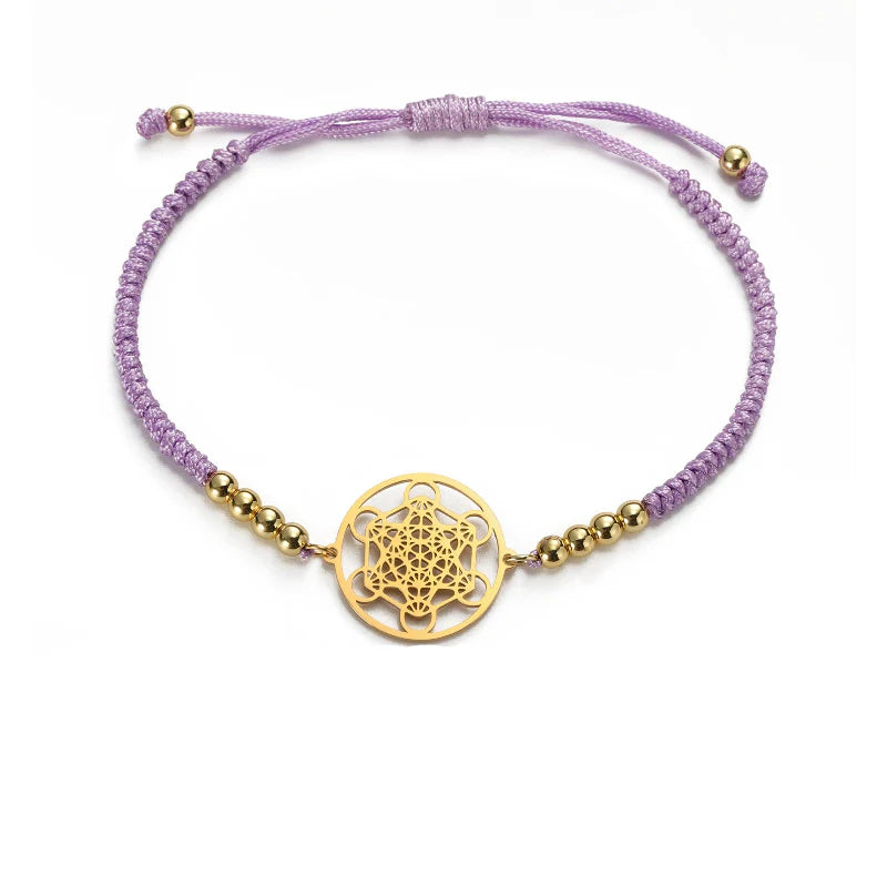 Bracelet Coloré de Femme Cube de Métatron violet