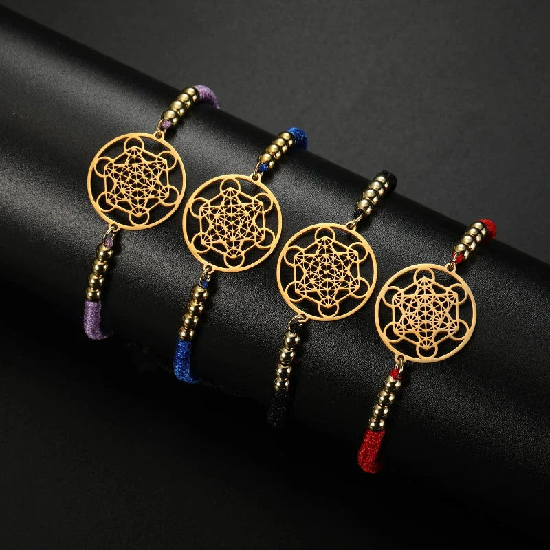 Bracelet Coloré de Femme Cube de Métatron rouge