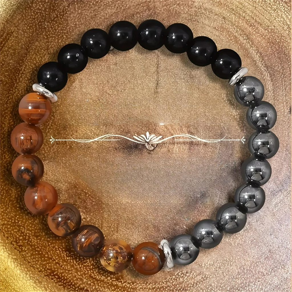 Bracelet Triple Protection Oeil de Tigre Tourmaline et Hématite