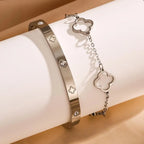 Lot de 2 Bracelets avec Trèfles à 4 Feuilles argent