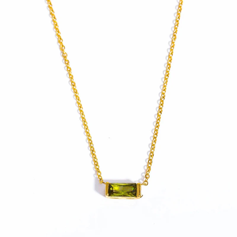 Collier avec Fin Pendentif Coloré Pierre de Naissance