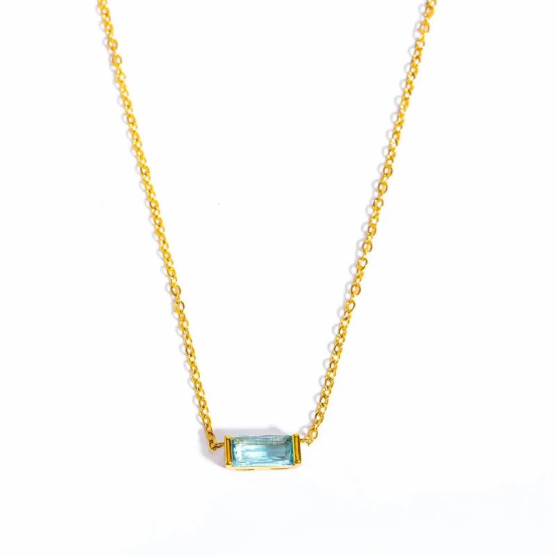 Collier avec Fin Pendentif Coloré Pierre de Naissance