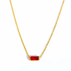 Collier avec Fin Pendentif Coloré Pierre de Naissance