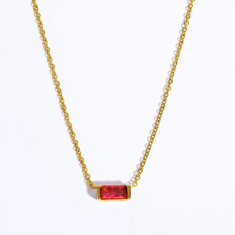 Collier avec Fin Pendentif Coloré Pierre de Naissance
