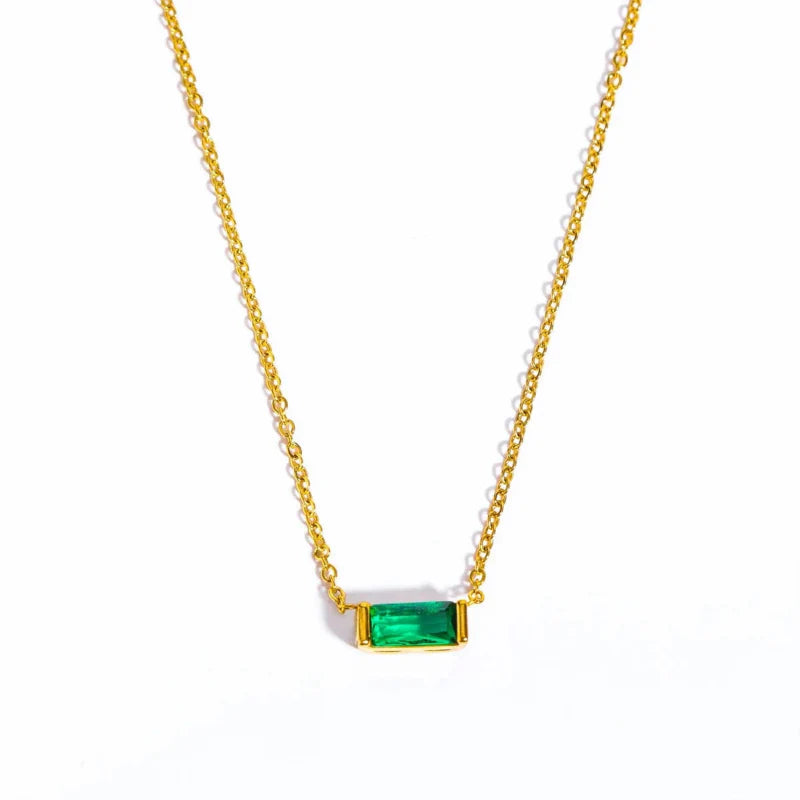 Collier avec Fin Pendentif Coloré Pierre de Naissance