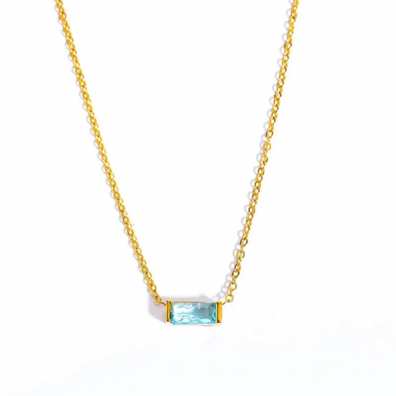 Collier avec Fin Pendentif Coloré Pierre de Naissance