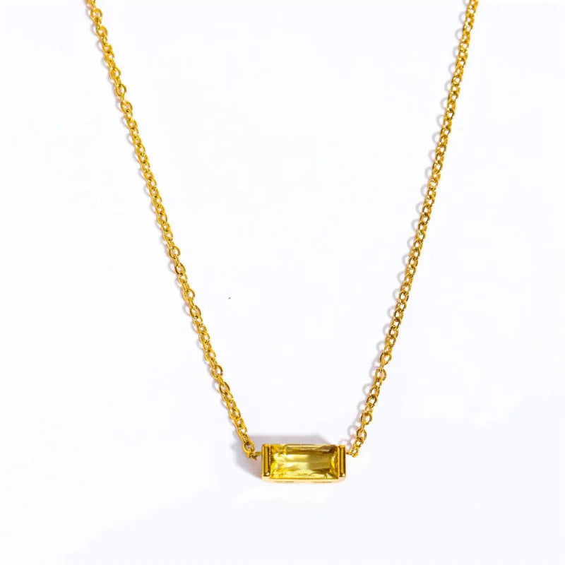 Collier avec Fin Pendentif Coloré Pierre de Naissance