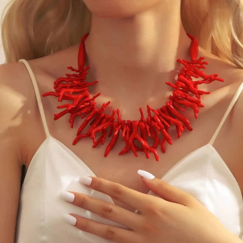 Collier avec Grand Pendentif Corail
