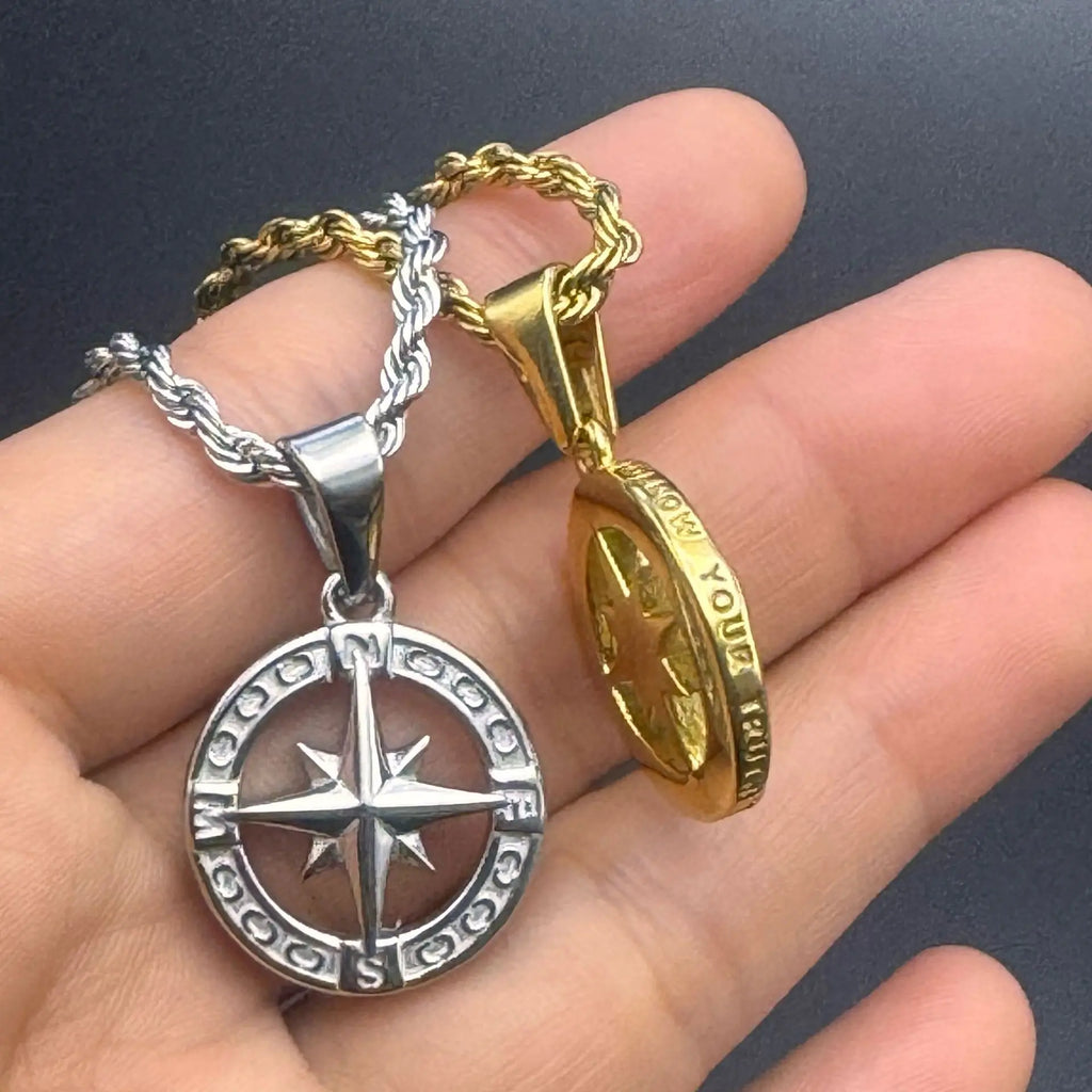 Collier avec Pendentif Boussole Rose des Vents